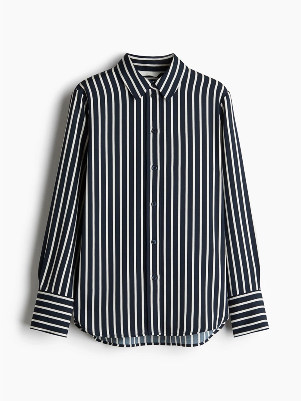 H&M Navy and White Vertical Stripe Dress Shirt